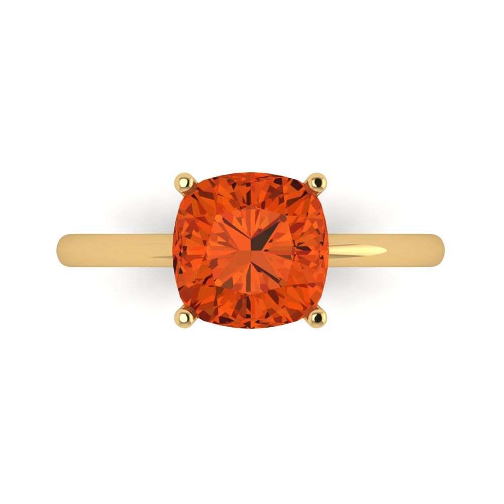 2.5 cttw Zirconia Simulated Red Diamond Solitaire  Engagement Ring - Solid Gold (VVS1, Cushion Cut,8mm)