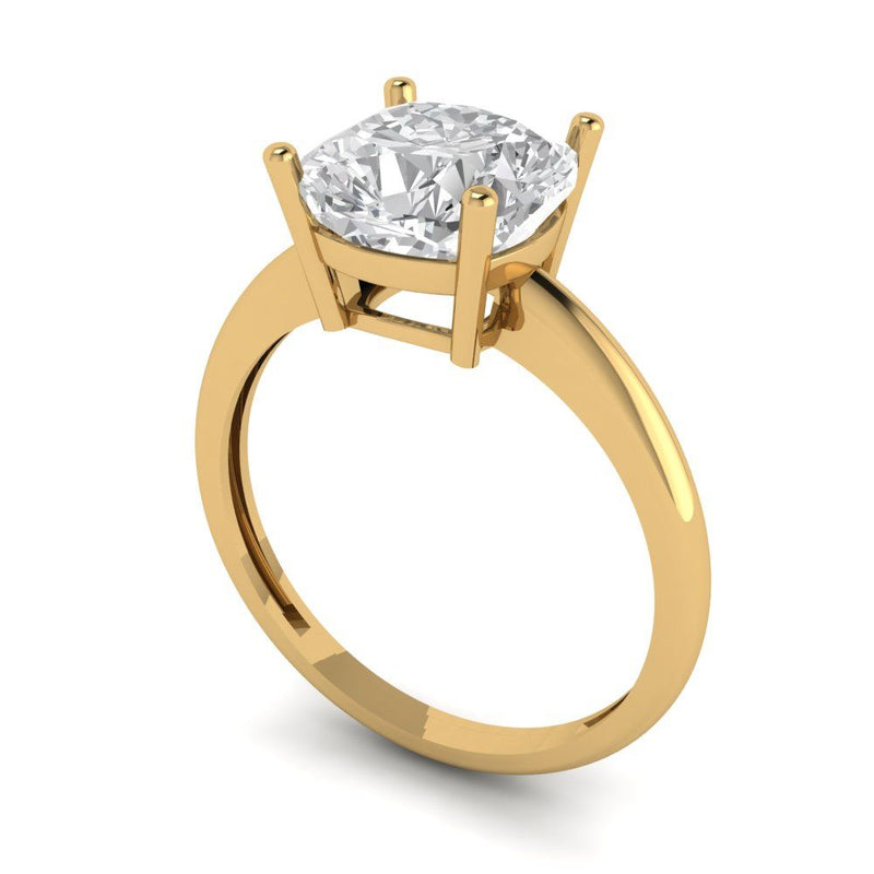 2.5 ct Brilliant Cushion Cut Natural Diamond Stone Clarity SI1-2 Color G-H Yellow Gold Solitaire Ring