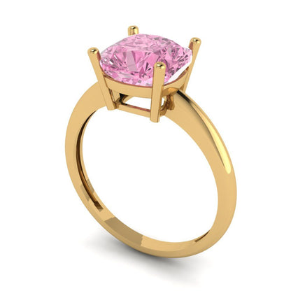 2.5 cttw Zirconia Simulated Pink Diamond Solitaire  Engagement Ring - Solid Gold (VVS1, Cushion Cut,8mm)
