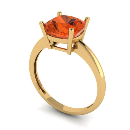 2.5 cttw Zirconia Simulated Red Diamond Solitaire  Engagement Ring - Solid Gold (VVS1, Cushion Cut,8mm)