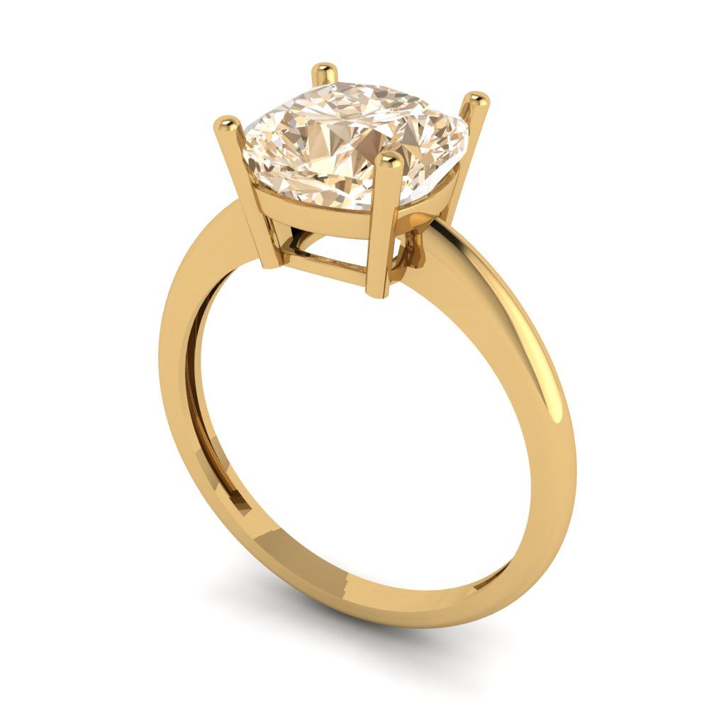 2.5 cttw Natural Morganite Solitaire  Engagement Ring - Solid Gold (Cushion Cut,8mm)