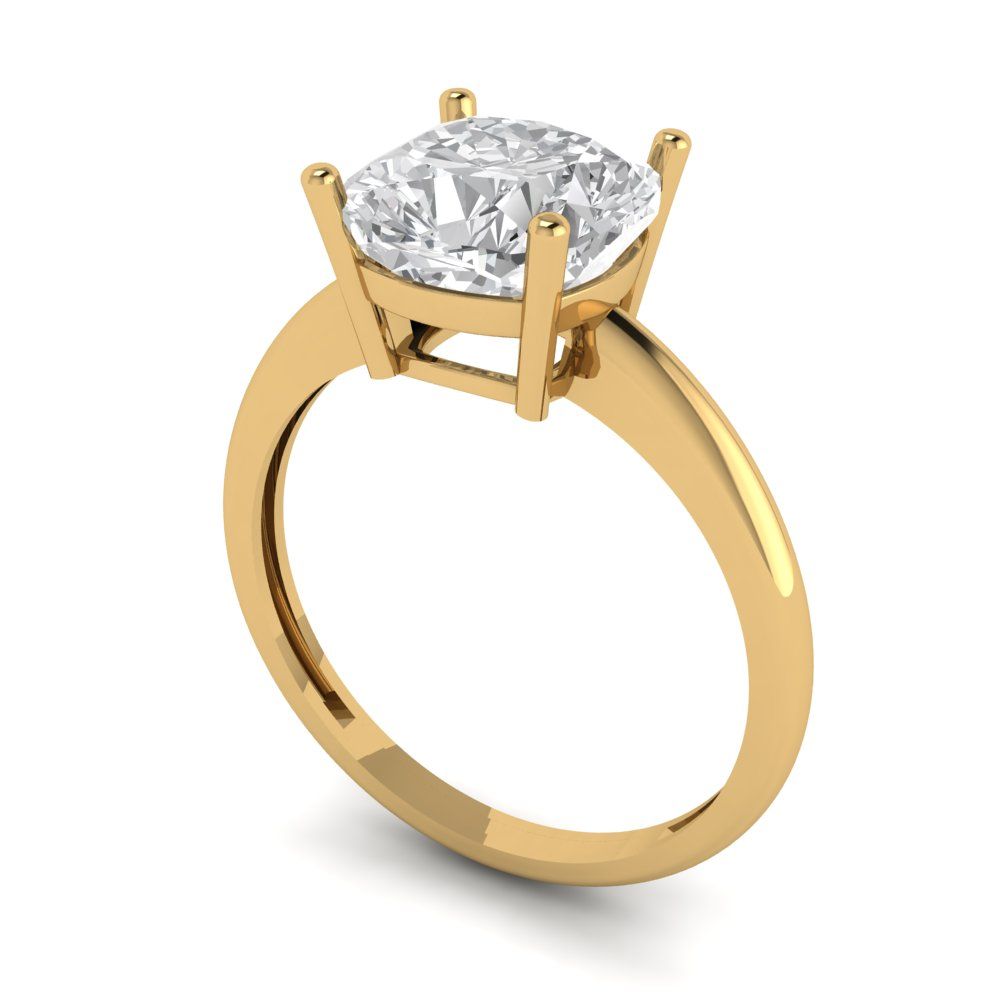 2.5 cttw Certified Moissanite Solitaire  Engagement Ring - Solid Gold (VVS1, D-F,Cushion Cut,8mm)