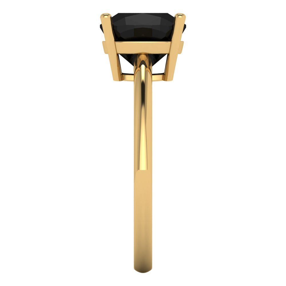 2.5 cttw Natural Onyx Solitaire  Engagement Ring - Solid Gold (Cushion Cut,8mm)