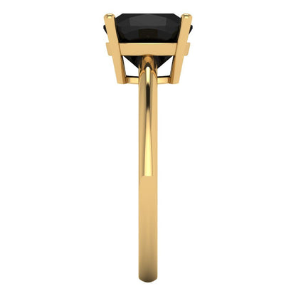 2.5 cttw Natural Onyx Solitaire  Engagement Ring - Solid Gold (Cushion Cut,8mm)