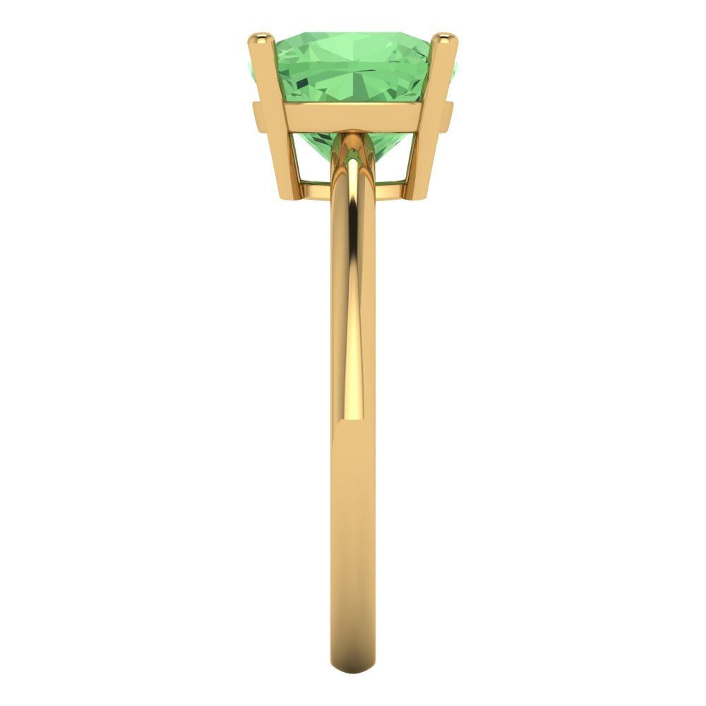 2.5 cttw Zirconia Simulated Green Diamond Solitaire  Engagement Ring - Solid Gold (VVS1, Cushion Cut,8mm)