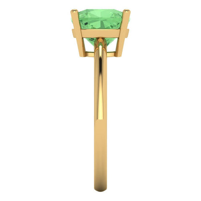 2.5 cttw Zirconia Simulated Green Diamond Solitaire  Engagement Ring - Solid Gold (VVS1, Cushion Cut,8mm)