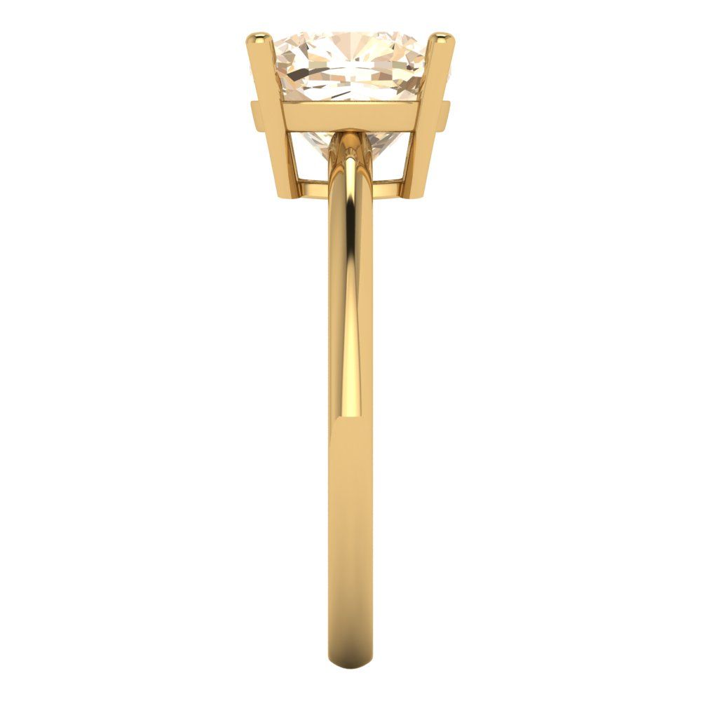 2.5 cttw Natural Morganite Solitaire  Engagement Ring - Solid Gold (Cushion Cut,8mm)