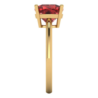 2.5 cttw Natural Garnet Solitaire  Engagement Ring - Solid Gold (Cushion Cut,8mm)