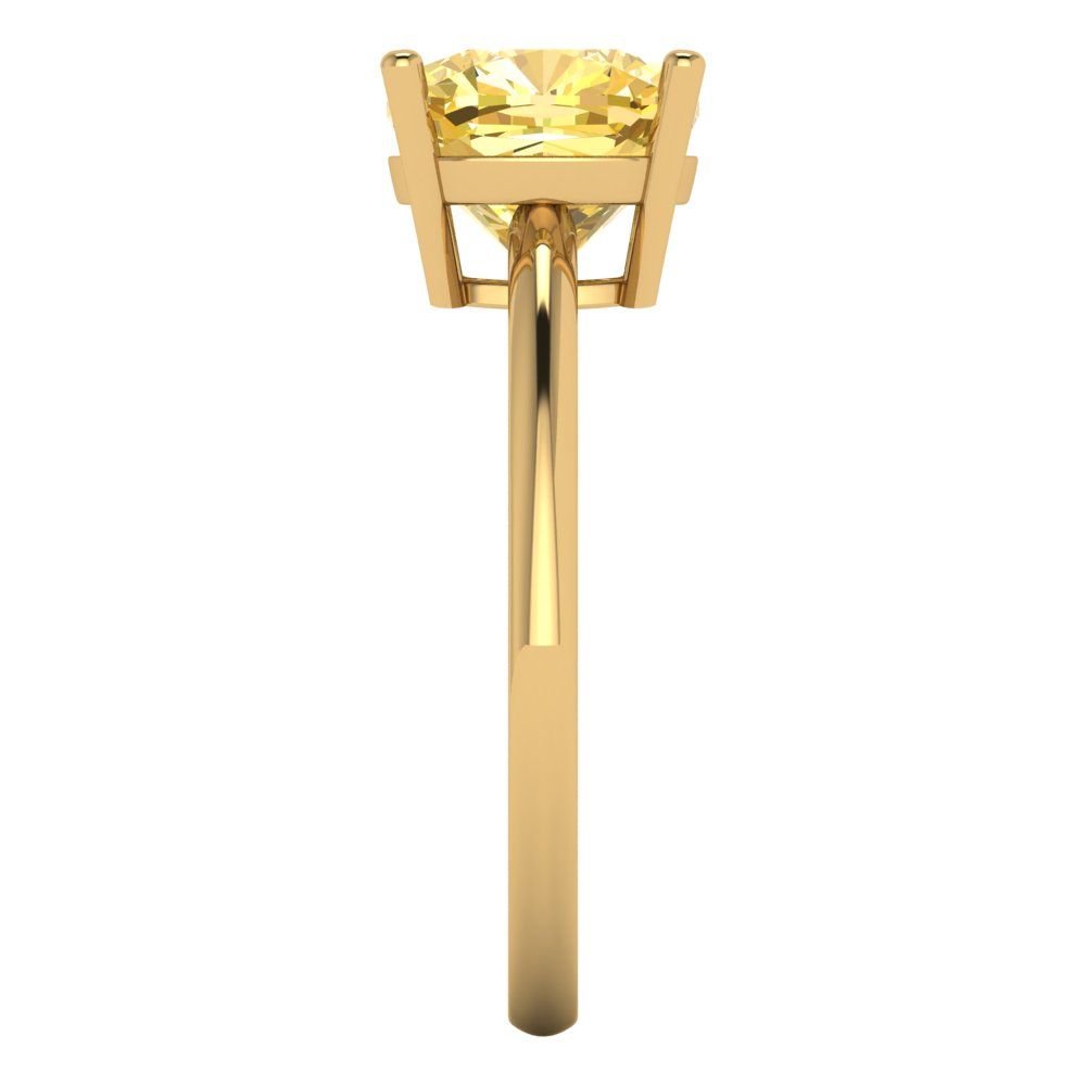 2.5 cttw Zirconia Simulated Yellow Diamond Solitaire  Engagement Ring - Solid Gold (VVS1, Cushion Cut,8mm)