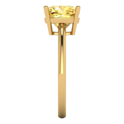 2.5 cttw Zirconia Simulated Yellow Diamond Solitaire  Engagement Ring - Solid Gold (VVS1, Cushion Cut,8mm)