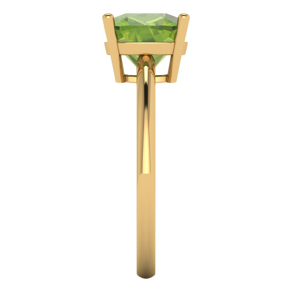 2.5 cttw Natural Peridot Solitaire  Engagement Ring - Solid Gold (Cushion Cut,8mm)