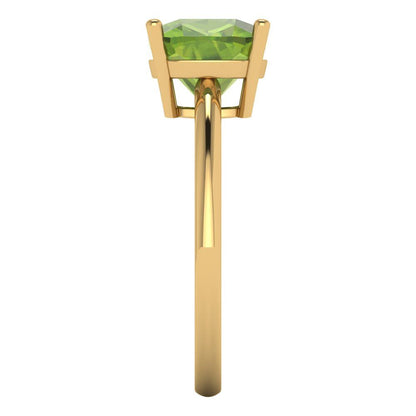 2.5 cttw Natural Peridot Solitaire  Engagement Ring - Solid Gold (Cushion Cut,8mm)