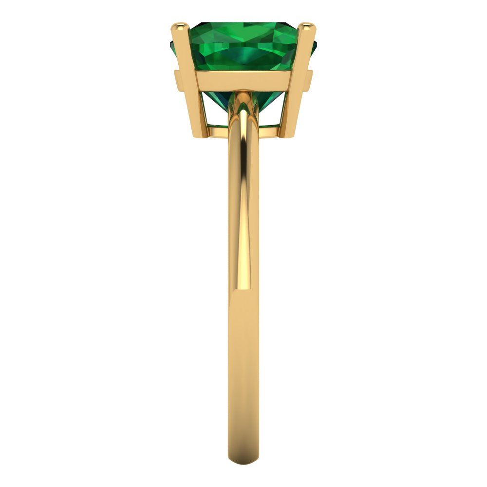 2.5 cttw Simulated Emerald Solitaire  Engagement Ring - Solid Gold (Cushion Cut,8mm)