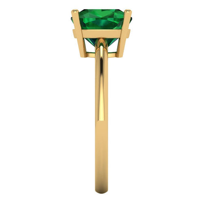 2.5 cttw Simulated Emerald Solitaire  Engagement Ring - Solid Gold (Cushion Cut,8mm)