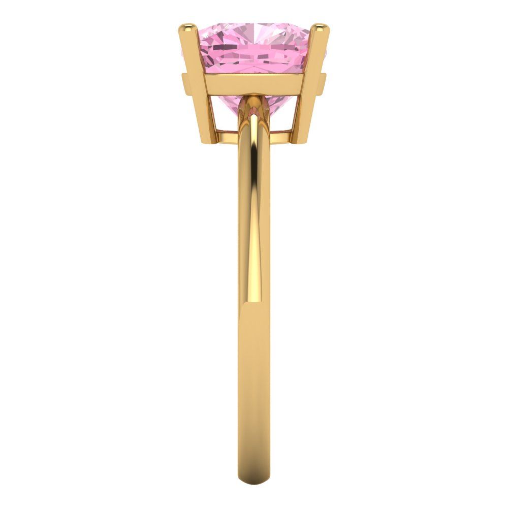 2.5 cttw Zirconia Simulated Pink Diamond Solitaire  Engagement Ring - Solid Gold (VVS1, Cushion Cut,8mm)