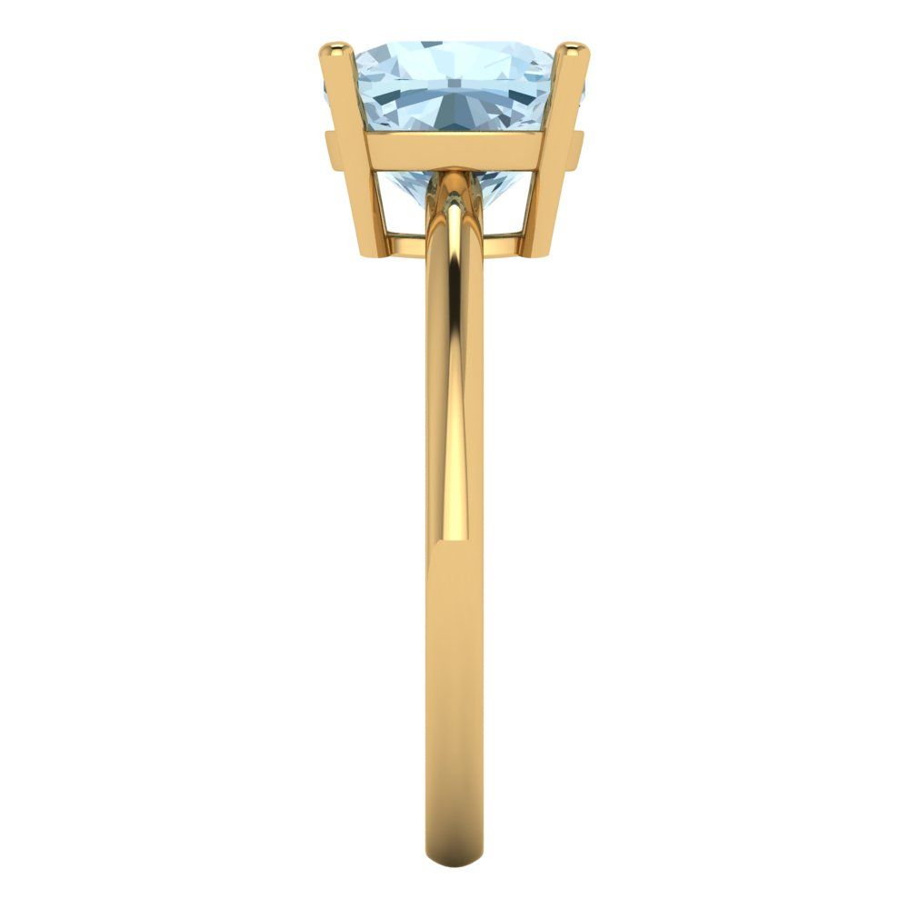 2.5 cttw Natural Swiss Blue Topaz Solitaire  Engagement Ring - Solid Gold (Cushion Cut,8mm)