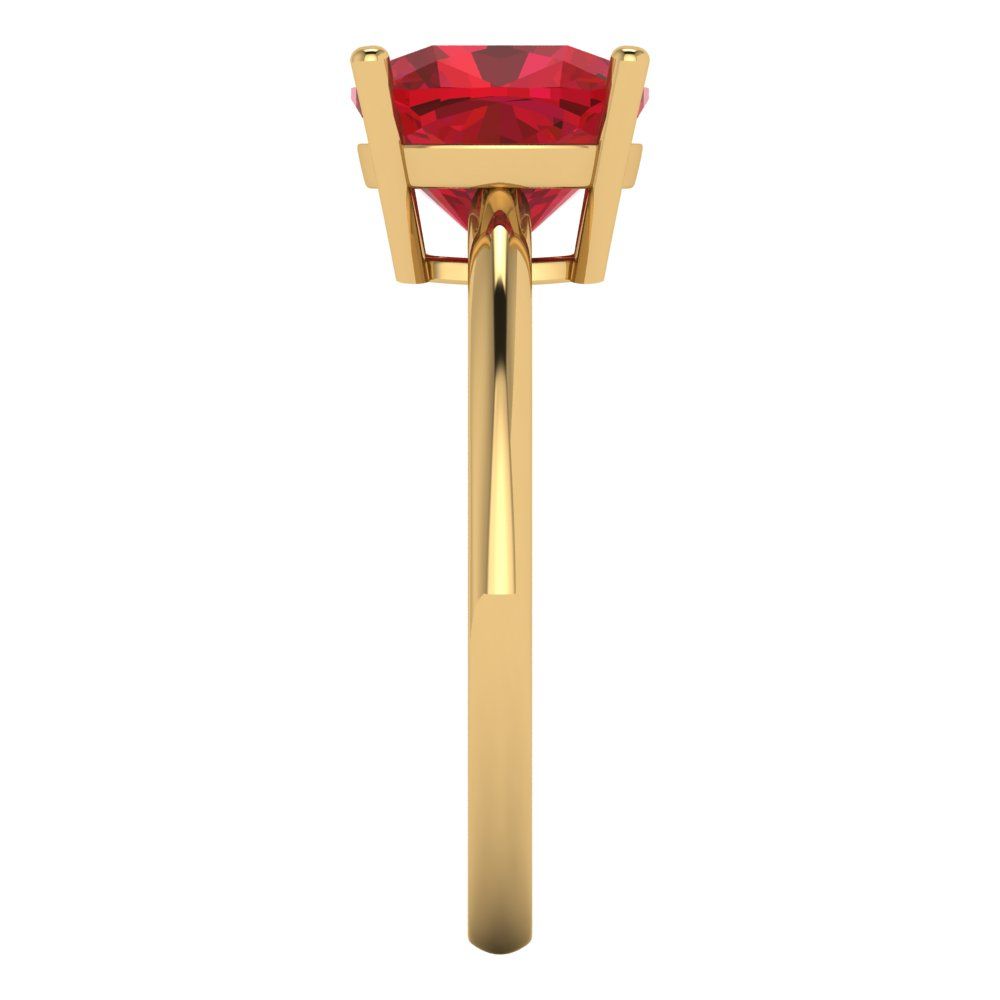 2.5 cttw Simulated Ruby Solitaire  Engagement Ring - Solid Yellow Gold (VVS1, Cushion Cut,8mm)