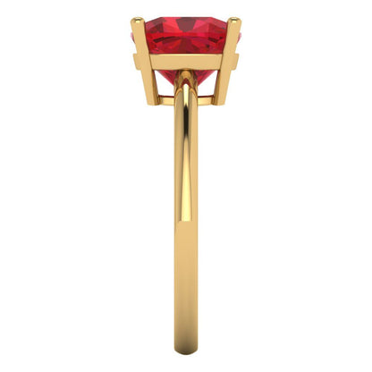 2.5 cttw Simulated Ruby Solitaire  Engagement Ring - Solid Yellow Gold (VVS1, Cushion Cut,8mm)