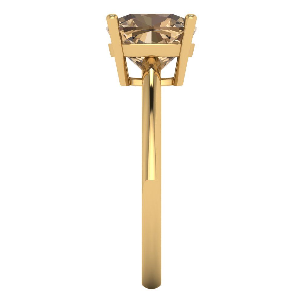 2.5 cttw Zirconia Simulated Champagne Diamond Solitaire  Engagement Ring - Solid Gold (VVS1, Cushion Cut,8mm)