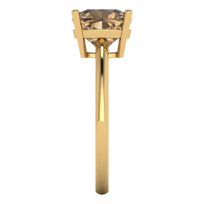 2.5 cttw Zirconia Simulated Champagne Diamond Solitaire  Engagement Ring - Solid Gold (VVS1, Cushion Cut,8mm)
