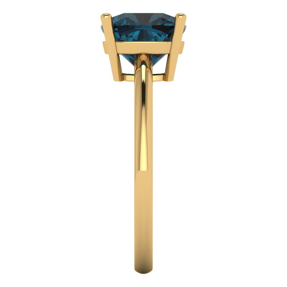 2.5 cttw Natural London Blue Topaz Solitaire  Engagement Ring - Solid Gold (Cushion Cut,8mm)