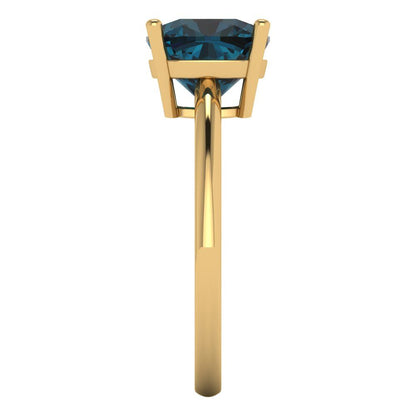 2.5 cttw Natural London Blue Topaz Solitaire  Engagement Ring - Solid Gold (Cushion Cut,8mm)