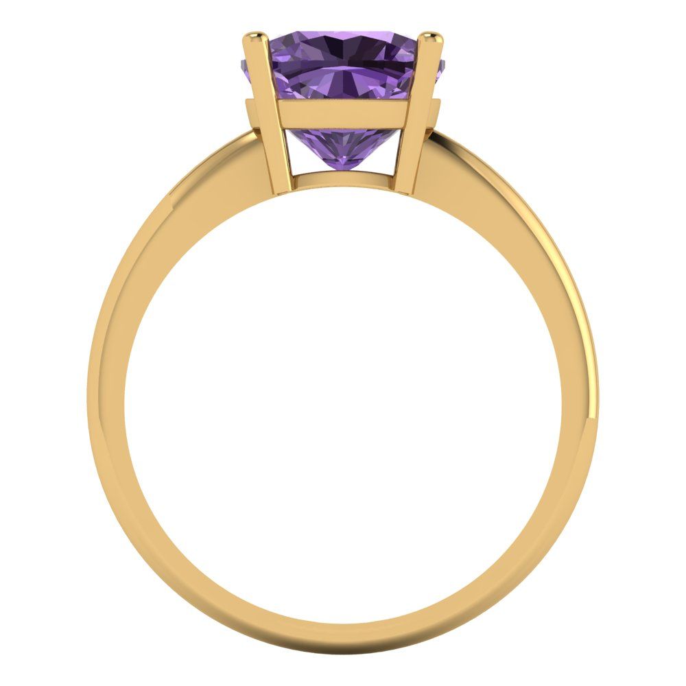 2.5 cttw Simulated Alexandrite Solitaire  Engagement Ring - Solid Gold (Cushion Cut,8mm)