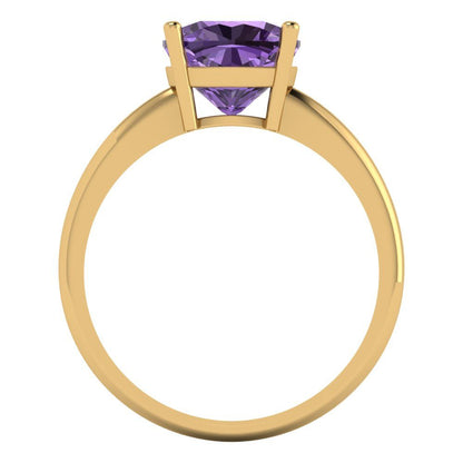 2.5 cttw Simulated Alexandrite Solitaire  Engagement Ring - Solid Gold (Cushion Cut,8mm)