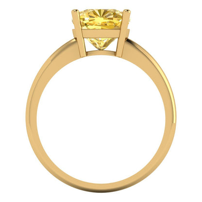 2.5 cttw Natural Citrine Solitaire  Engagement Ring - Solid Gold (Cushion Cut,8mm)