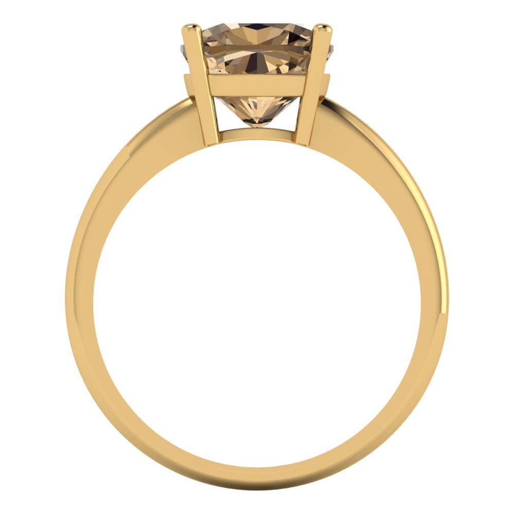 2.5 cttw Zirconia Simulated Champagne Diamond Solitaire  Engagement Ring - Solid Gold (VVS1, Cushion Cut,8mm)