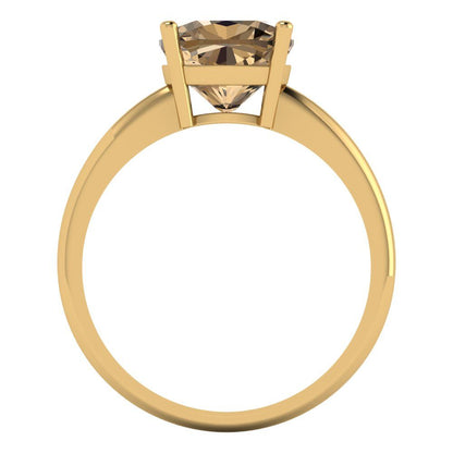 2.5 cttw Zirconia Simulated Champagne Diamond Solitaire  Engagement Ring - Solid Gold (VVS1, Cushion Cut,8mm)