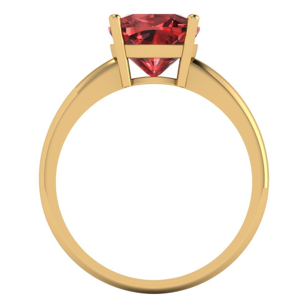 2.5 cttw Natural Garnet Solitaire  Engagement Ring - Solid Gold (Cushion Cut,8mm)