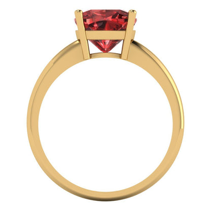 2.5 cttw Natural Garnet Solitaire  Engagement Ring - Solid Gold (Cushion Cut,8mm)