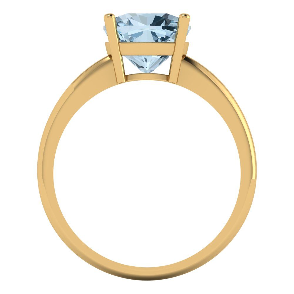 2.5 cttw Natural Sky Blue Topaz Solitaire  Engagement Ring - Solid Gold (Cushion Cut,8mm)