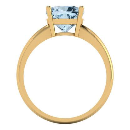 2.5 cttw Natural Swiss Blue Topaz Solitaire  Engagement Ring - Solid Gold (Cushion Cut,8mm)
