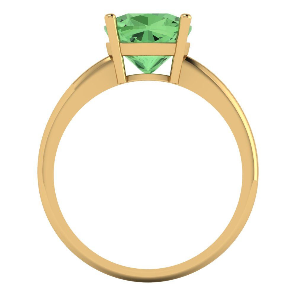 2.5 cttw Zirconia Simulated Green Diamond Solitaire  Engagement Ring - Solid Gold (VVS1, Cushion Cut,8mm)
