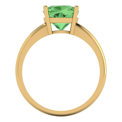 2.5 cttw Zirconia Simulated Green Diamond Solitaire  Engagement Ring - Solid Gold (VVS1, Cushion Cut,8mm)