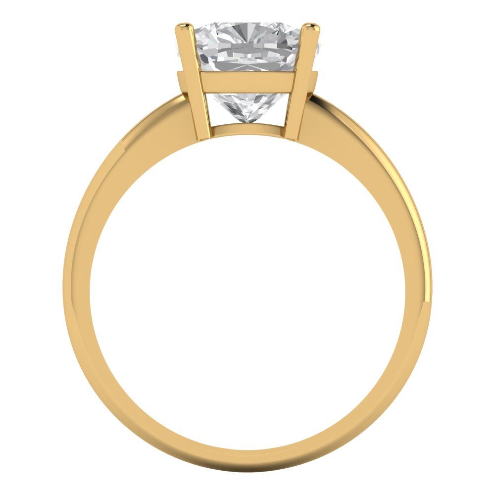 2.5 cttw Certified Moissanite Solitaire  Engagement Ring - Solid Gold (VVS1, D-F,Cushion Cut,8mm)