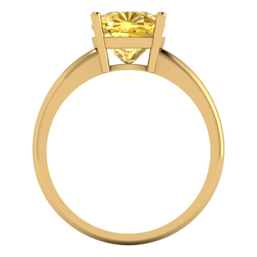 2.5 cttw Zirconia Simulated Yellow Diamond Solitaire  Engagement Ring - Solid Gold (VVS1, Cushion Cut,8mm)