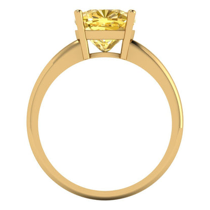 2.5 cttw Zirconia Simulated Yellow Diamond Solitaire  Engagement Ring - Solid Gold (VVS1, Cushion Cut,8mm)