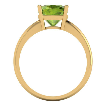 2.5 cttw Natural Peridot Solitaire  Engagement Ring - Solid Gold (Cushion Cut,8mm)