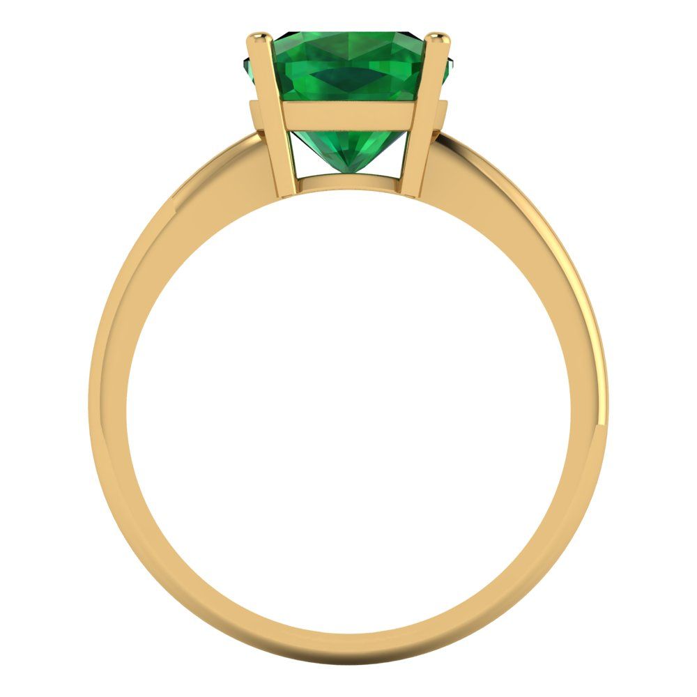 2.5 cttw Simulated Emerald Solitaire  Engagement Ring - Solid Gold (Cushion Cut,8mm)