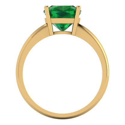 2.5 cttw Simulated Emerald Solitaire  Engagement Ring - Solid Gold (Cushion Cut,8mm)
