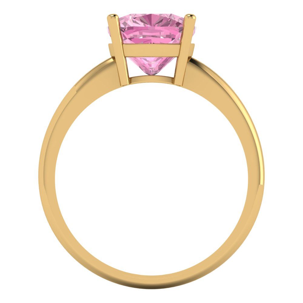 2.5 cttw Zirconia Simulated Pink Diamond Solitaire  Engagement Ring - Solid Gold (VVS1, Cushion Cut,8mm)