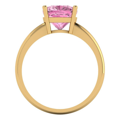 2.5 cttw Zirconia Simulated Pink Diamond Solitaire  Engagement Ring - Solid Gold (VVS1, Cushion Cut,8mm)