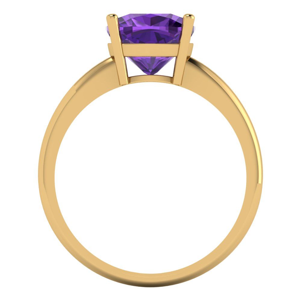 2.5 cttw Natural Amethyst Solitaire  Engagement Ring - Solid Gold (Cushion Cut,8mm)