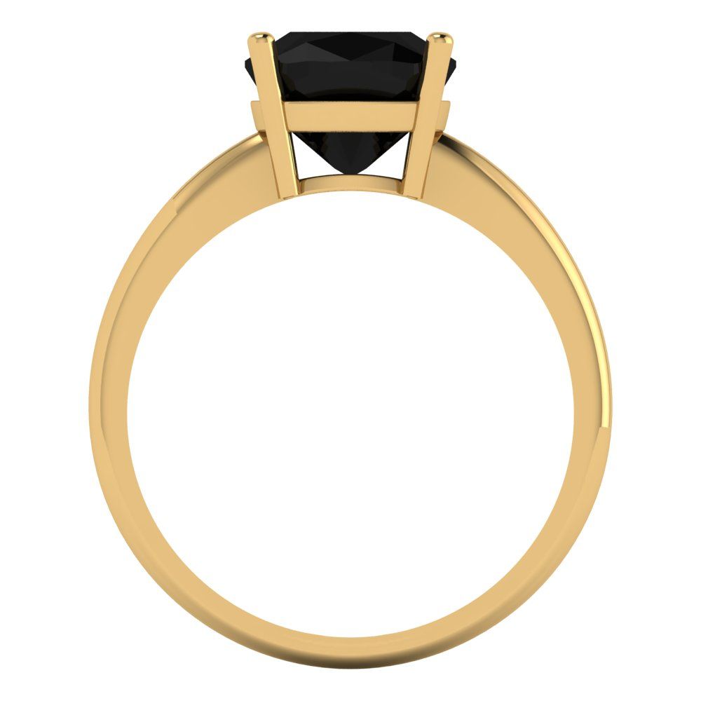 2.5 cttw Natural Onyx Solitaire  Engagement Ring - Solid Gold (Cushion Cut,8mm)