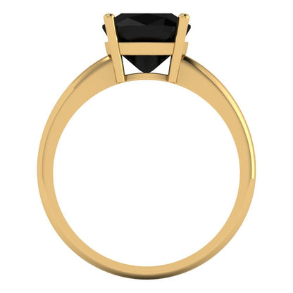 2.5 cttw Natural Onyx Solitaire  Engagement Ring - Solid Gold (Cushion Cut,8mm)