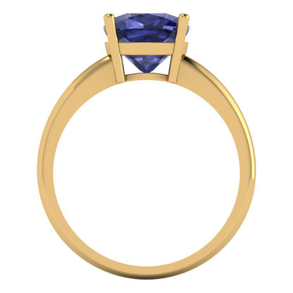 2.5 cttw Simulated Tanzanite Solitaire  Engagement Ring - Solid Gold (Cushion Cut,8mm)