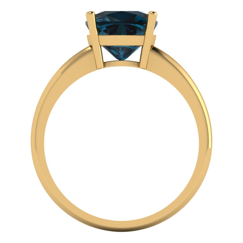 2.5 cttw Natural London Blue Topaz Solitaire  Engagement Ring - Solid Gold (Cushion Cut,8mm)